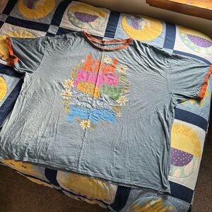 NATURAL LIFE Blue Oversized Graphic Ringer Tee